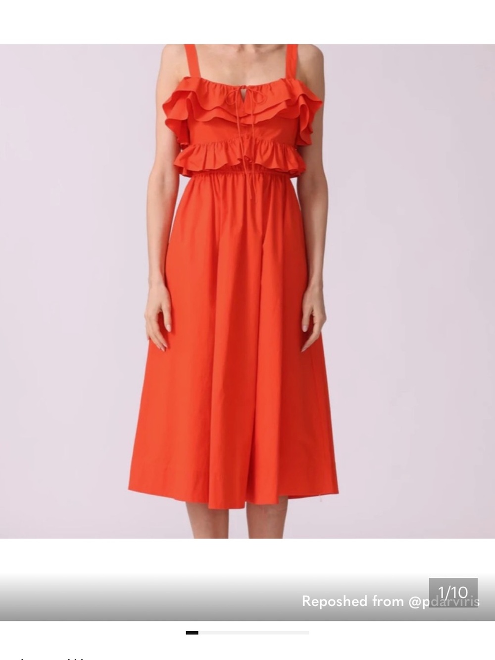 JASON WU Collection Firecracker Red Ruffle Bodice Midi Dress | Size 2